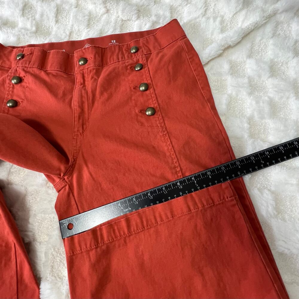 St Johns Bay Wide Leg Pants Womens 12 Orange Rust Sailor Buttons - Picture 9 of 9